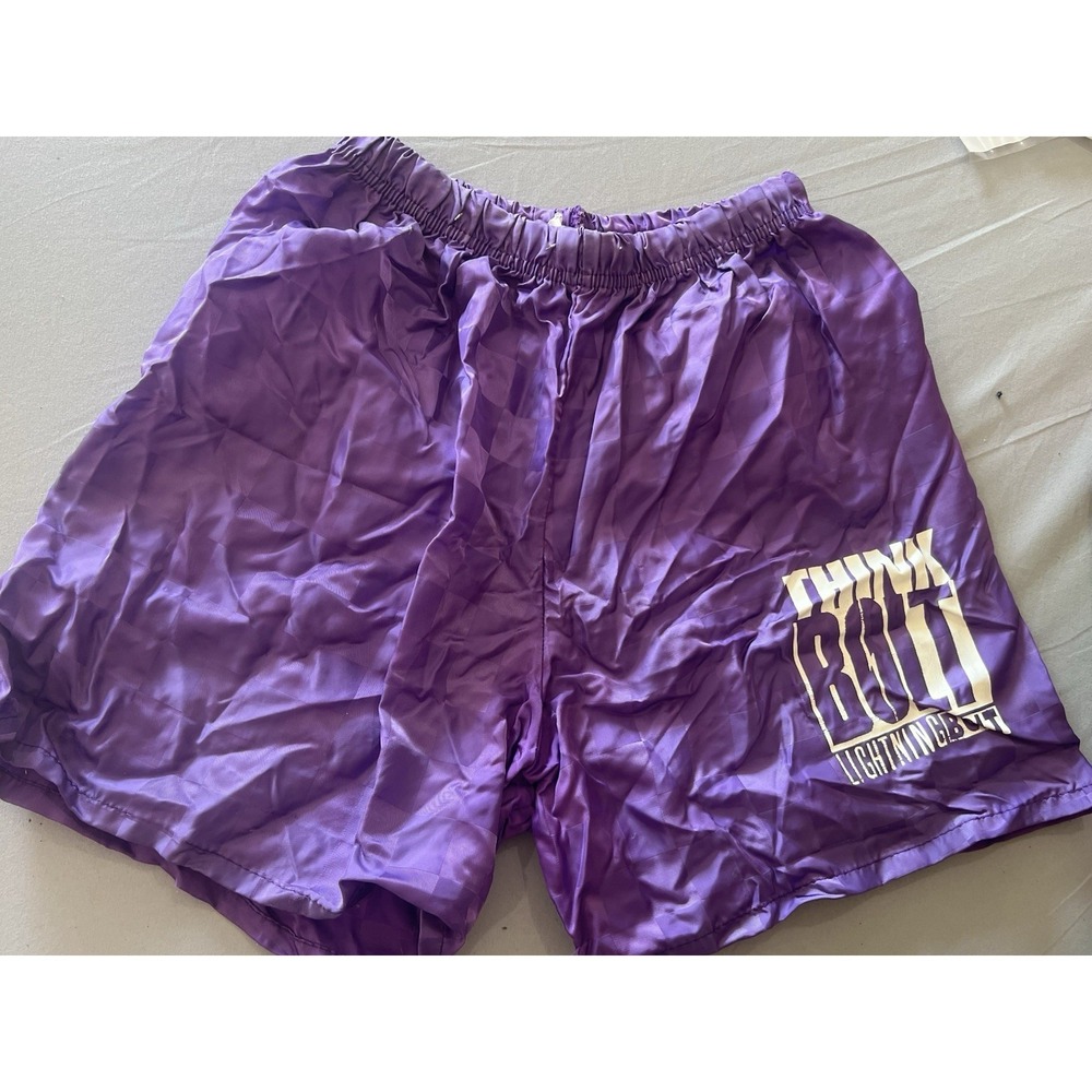 Vintage Kids Lightning Bolt Soccer‎ Shorts Purple Size Small Made In USA